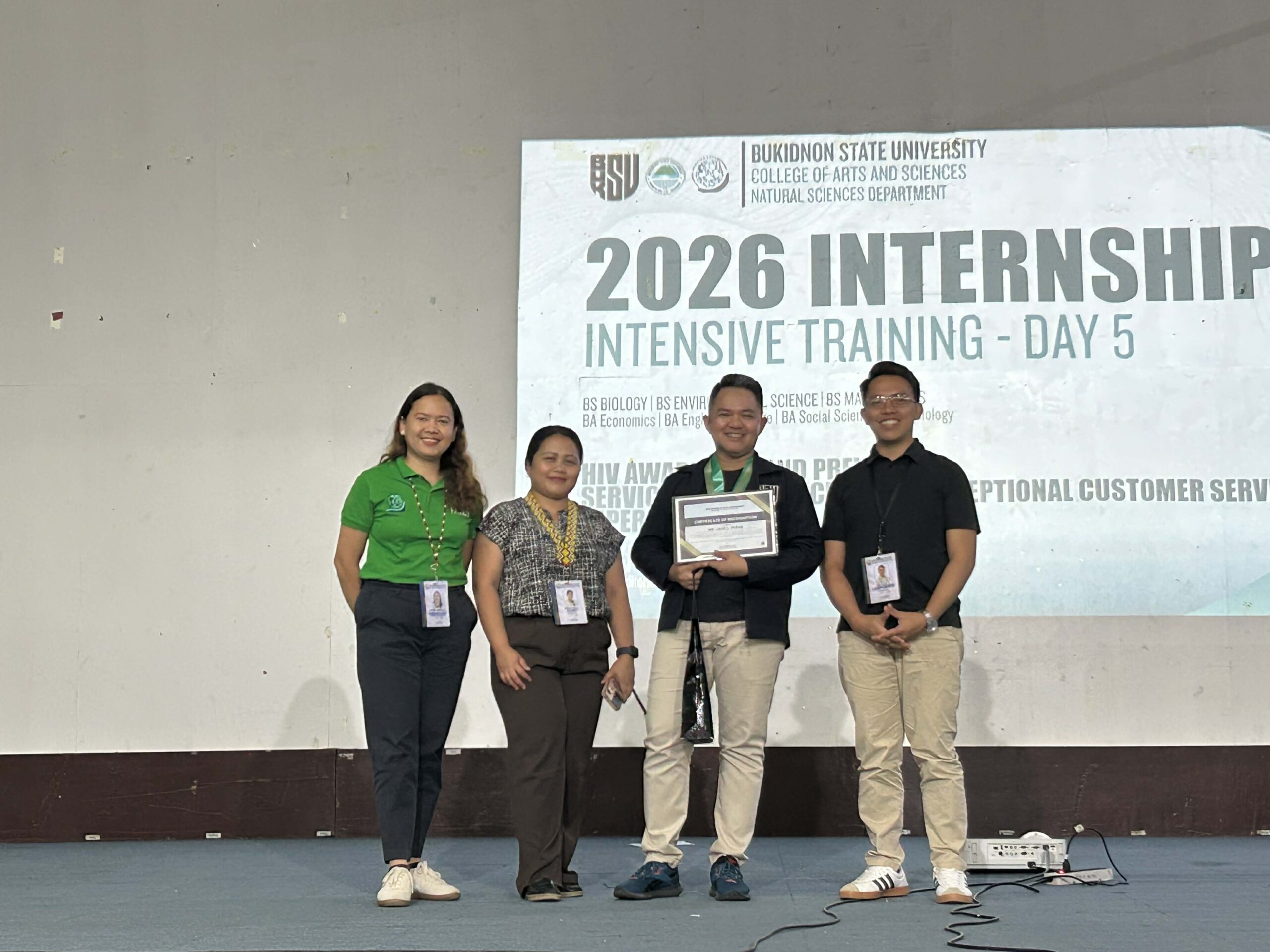 Internship intensive training and certificate awarding during a university-led professional development program in the Philippines